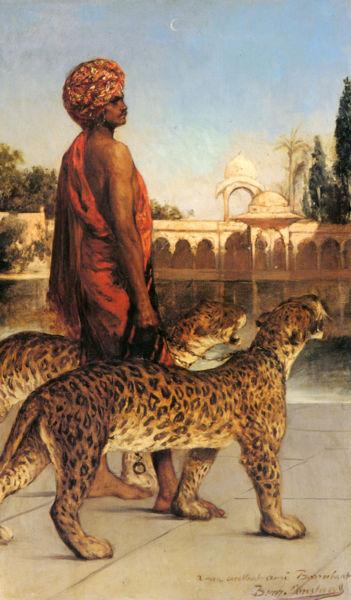 Jean-Joseph Benjamin-Constant Palace Guard with Two Leopards